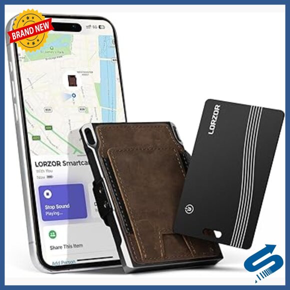 Slim Full Grain Leather Wallet with Apple Find My Tracker Card